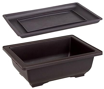 Sharplace Pots d'entraînement avec Plateau à l'extérieur des Pots de Plantes élégants et Robustes Bonsai Pot de Fleurs Portables en Pot pour la Maison, la Cour, Rectangulaire L