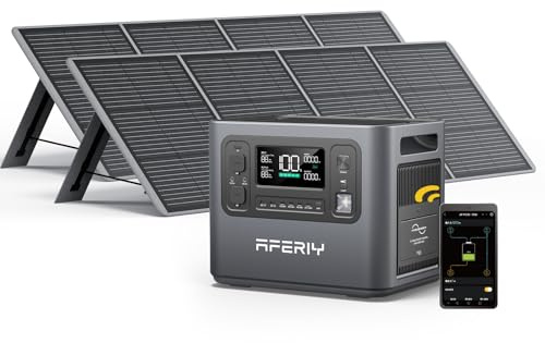 AFERIY Portable Power Station 2400W with 2X 200W Solar Panel, 2048Wh Portable Power Station LiFePO4 Solar Generator, Electric Generator for RV/Camping/Home, 7 Year Warranty