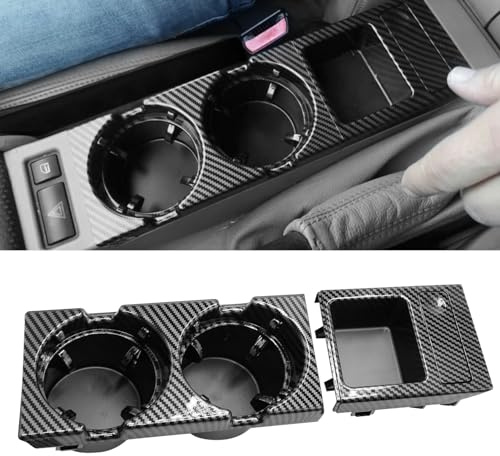 TTCR-II Mittelkonsole Becherhalter Kompatibel mit BMW 3er E46 1997-2006 | Getränkehalter Auto 3er E46 1997-2006 316i 318i 318d 320i 320d 323i 325i 325xi 328i 330i 330xi M3 (51168217953)-Kohlefaser