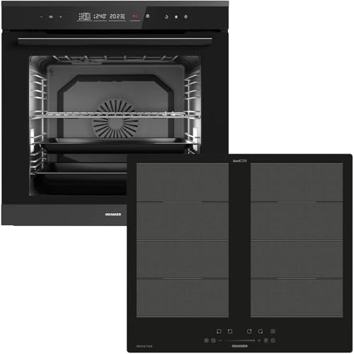 Oranier Einbau-Backofen Set Pyrolyse EBP820 autark - 14 Funktionen - 60 cm Flächen-Induktion FLI560 - Kochfeld mit 4 Kochzonen & Brückenfunktion