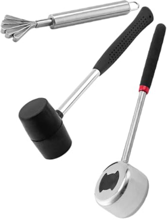 MOLUCKFU Kit Ouverture De Noix à Coque Ouvre-Coquille Acier Inoxydable Outil pour Coques De Fruits Tropicaux Ustensile De Cuisine Outil De Perçage pour De