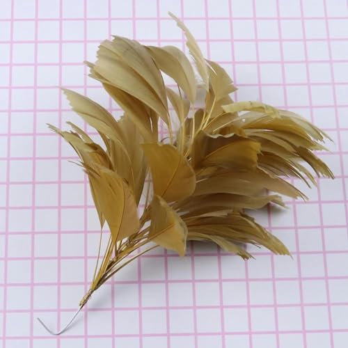 10-12 pouces Multiyarutihuanr plume d'oie de dinde pointe de fleur plume pliable bricolage dame coiffure-camel-1-25-30 cm