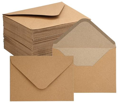 Braun Briefumschläge, 100 Stück, 130 g/m², B6, Ohne Fenster | Kraftpapier mit Nassklebung, Kuvert für Einladungen