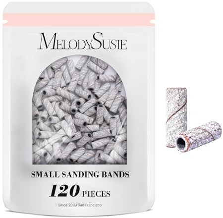 MelodySusie 120 PCS Nail Drill Bits, Small Sanding Bands for 3.1mm Shank Bit, 240 Extra Fine Grit, Nail File for Acrylic Nails, Gel Manicure and Pedicure, Zebra (Zebra 240 Grit)