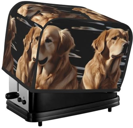 Golden Retrievers Toaster-Abdeckung, 2 Scheiben, Küche, kleine Geräte, Abdeckungen mit Taschen, Toaster-Staubschutz mit Griff oben, waschbar, Universal-Brotbackmaschinen-Abdeckung für Küche