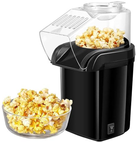LIULIQ Machine À Pop-Corn À Air Chaud, 1200 W, Machine À Pop-Corn À Air Chaud Nostalgique avec Tasse À Mesurer, Pop-Corn Rapide en 3 Minutes pour Les Fêtes De Cinéma À Domicile