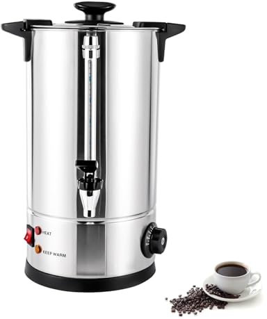 Cafetière commerciale en acier inoxydable, bouilloire électrique 8 L/10 L avec règle d'eau, filtre amovible, contrôle de la température, distributeur d'eau chaude automatique, distributeur de café(10L