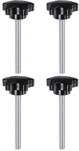 QUARKZMAN 4 Stück Rändelschraube M8 x 80mm Flügelschrauben mit Gewinde, Verzinkte Kohlenstoffstahl Knebelschraube 39mm Rund Klemmschraube Sterngriffschraube Klemmhebel für Möbel Maschine