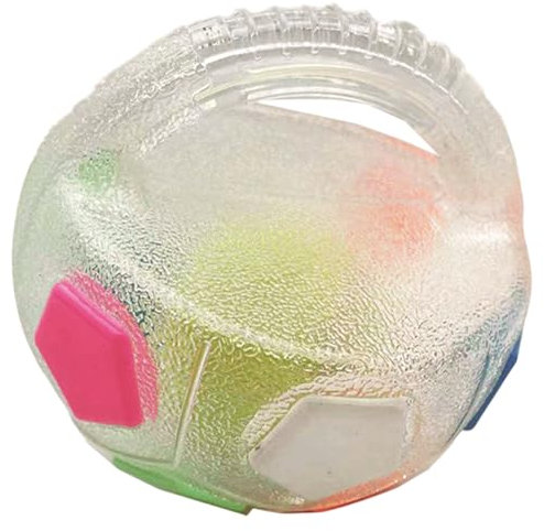 Hundebälle für aggressive Kauer 17, 8x17, 8 cm interaktiver, unzerstörbarer Hundeball aus Gummi mit Griff, transparent und bunt, Spielzeug zum Trainieren, Apportieren, unzerstörbarer Hundeball