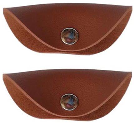 2Pcs Half Round Khaki PU Leather Cable Straps for Computer MP3