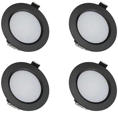 ANYPOWK Luminaires Encastrés à Ressort de 12 Volts pour Camping-Car, Bateau, Remorque, Camping-Car - Lumière du Jour 6500K, 3W, 270 Lumens, Spots Basse Tension Réglables en Luminosité, Lot de 4