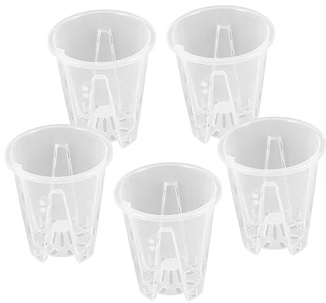 CIYODO Lot de 5 Pots en Plastique Blanc pour Orchidées avec Drainage, Légers et Faciles à Nettoyer, Adaptés à Tout Type D’endroits de Jardin