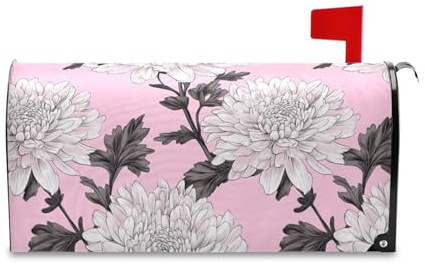 sanluoli Bunte Chrysanthemen-Blumen, Pfirsich-Briefkasten-Abdeckungen für Halloween, einzigartige Halloween-Briefkastenabdeckungen, 45,7 x 52,6 cm, Abdeckung para buzon