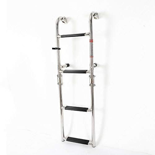 XAXIAOZ Scale, Scala Pieghevole per Barche a 4 gradini, Scala telescopica Pieghevole per Yacht, Scala per Ponte di Navi, gradini di imbarco marini, Scala in Acciaio Inossidabile, 300 libbr