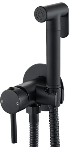 NewEast Kit pulvérisateur de bidet à main en laiton pour toilettes chaudes et froides Noir mat