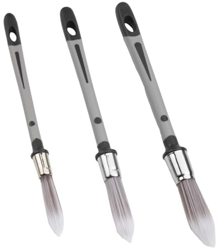 HotoPink 3 Pcs Round Paint Brushes for Walls, Small Paint Brush Wall Trim Painting Tools, Trim Painting Touch Up Trim Stain Tools for Corners Baseboards Narrow Areas Art Application 0.37/0.6/0.7 inch