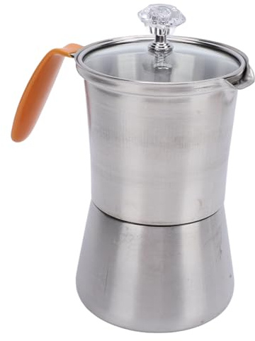 Bafé acier en acier inoxydable althwuyu, cafetière portable italienne avec couvercle en verre et adhérence confortable pour le thé de café 300 ml