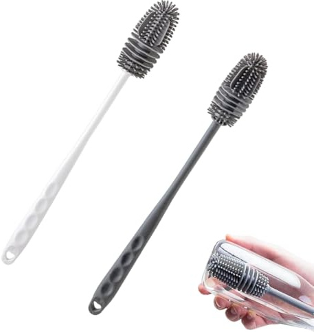 IEBTAWN 2 Stück Flaschenbürste, Flaschenreiniger, Flaschenbürste Silikon, Lange Bürste, Für Flaschen, Tassen, Thermoskanne, Haushaltsreinigung