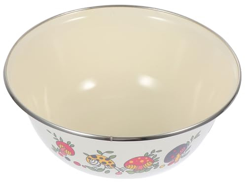 Luxshiny Bacinelle Smaltate Vintage in Ferro 16 Cm, Set Da 2 Pezzi Per Alimenti, Ciotole Per Casa, Ristorante e Hotel, Superficie Liscia e Facilità Di Pulizia, Design Pratico Senza Coperchio