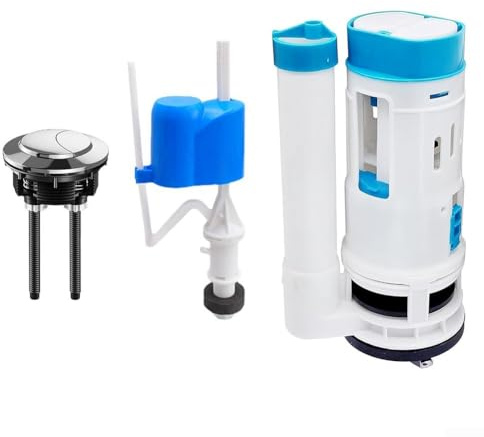 Sistema de repuesto de botón de descarga de inodoro con mecanismo de cisterna de descarga doble y válvula de llenado de ahorro de agua para kit de reparación de tanque de inodoro en plástico de alta