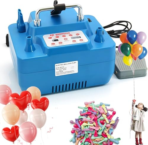 Bomba de aire eléctrica, inflador de doble orificio de 800 W con función de temporizador/cuantitativo/memoria, incluye 100 globos, ideal para rellenar globos de fiesta