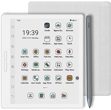 Bigme B751C-S Liseuse couleur avec écran couleur 7 anti-reflet, prise en charge du livre audio, Android 14, mémoire 64 Go, blanc (avec étui et stylet)