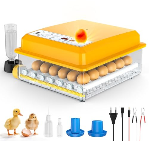 Brutautomat Vollautomatisch für 16-120 Eier, Brutmaschine mit Automatischer Wendung & Wasserzugabe, Inkubator 12V/220V Dual mit LED-Display, Temperaturkontrolle & Schierlampe für Hühner, Wachteln