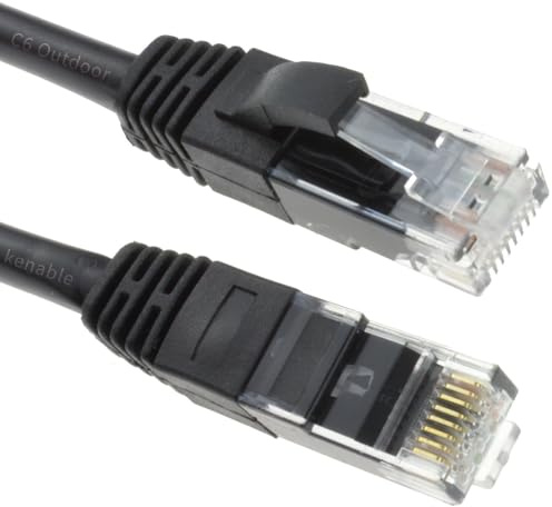 kenable Outdoor External CAT6 Copper UTP Network Cable Gigabit Ethernet Patch Lead Weatherproof UV Resistant PE Jacket Black 10m