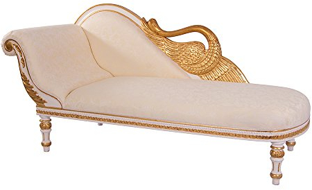 Vintage Line Recamiere Schwanendekor weiÃŸ Gold Ottomane Chaiselounge Links