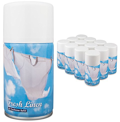 Air Freshener Aerosol Refill Cans - Automatic Dispenser Refills - Fresh Linen - 12 x 270ML Cans