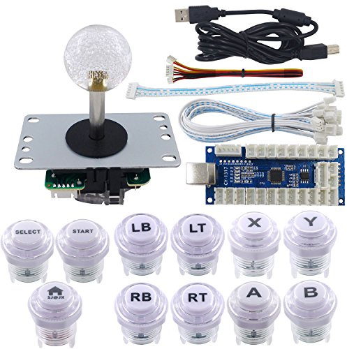 SJ@JX Arcade Game Stick DIY Kit LED Buttons with Logo 8 Way Joystick USB Encoder Cable Controller for PC PS3 MAME Raspberry Pi