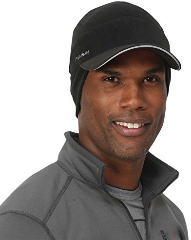 TrailHeads Men's Fleece Hat Baseball Cap - Drop Down Ear Warmer Flaps - Winter Caps for Men for Running, Golf, Hunting Black