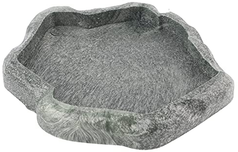HEEPDD Schale für Reptilien, Harzfelsen, Reptilienfische für Futter und Wasser, Dekoration für Haustiere, Aquarium, Terrariumteller für Schildkröten [Dunkelgrün S] Futter