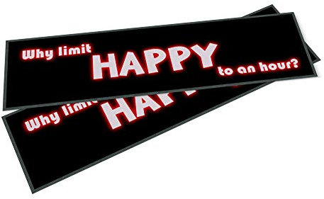 Purple Print House Personalised Bar Runner - Why Limit Happy To an Hour Bar Mat - Home Bar Accessories for home pub (Medium - 880x250)