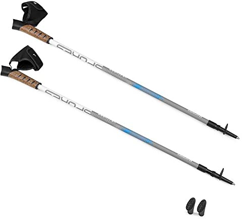 SPOKEY Neatness Bastoni da trekking pieghevoli in alluminio con manici in sughero, regolabili, 105-135 cm, Nordic Walking Bastoni da donna e uomo con sistema di assorbimento degli urti, grigio, L