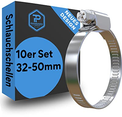 Pangaea Tech 10x Schlauchschellen Edelstahl 32-50mm - Profi Qualität nach DIN 3017 für Pool, Teich und Garten