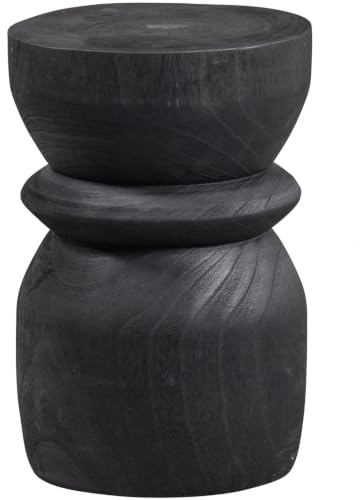 WOOOD Bikkel Hocker Holz Schwarz 40Xø28cm | 0