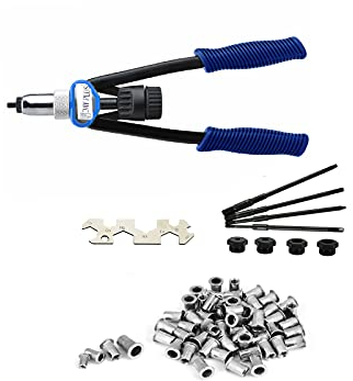 Nietmutternzange,Profi Nietzange,Nietenzange Set,Gewindenieten Zange,Popnietzange,Blindnietzange,Nietzange,Hebel Nietmutternzange,inkl 150 Nietmuttern M5 M6 M8 M10 M12 für die Blechbearbeitung