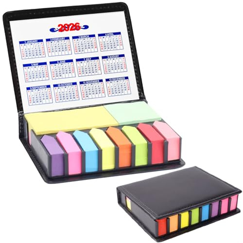2000 Pcs Sticky Note Set, Self Sticky Page Markers with PU Box, Colored Index Notepad Writable File Flags Tabs for Planner Notebook