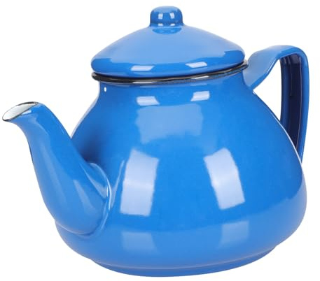 YARNOW Enamel Teapot 1L Vintage Stove Top Kettle Small Blue Enamel Kettle
