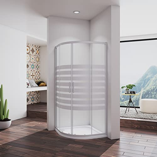 90x90x195CM CABINA DE DUCHA SEMICIRCULAR PUERTA CORREDERA MARCO GRIS MATE CRISTAL 5 MM SERIGRAFIADO TEMPLADO