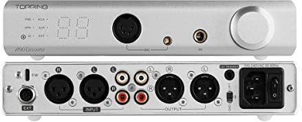 TOPPING A90 Diskret Helt Dirscrete Balanserad hörlursförstärkare NFCA 2 Gain Inställningar 4Pin XLR /4.4 Balanced/6.35mm SE Output Förförstärkare (Silver)