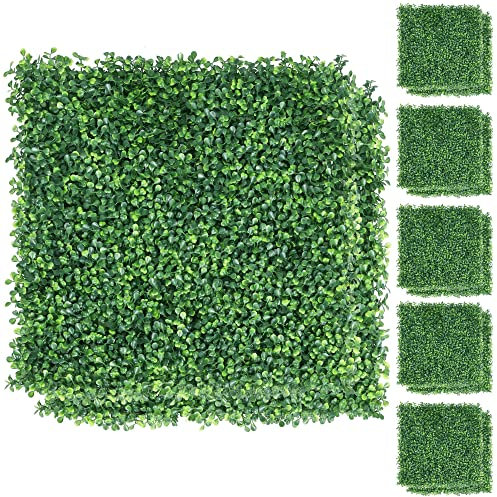 Yaheetech 24PCS Artificial Boxwood Hedge Panel, Faux Square Green Leave Privacy Fence Screen Plastic Privacy Ivy Screening Expanding Topiary Wall Garden Fence, Indoor & Outdoor Decoration, 50x50cm