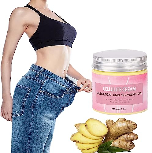 Fettverbrennungscreme, 200g Anti-Cellulite Creme für Frauen und Männer zur Gewichtsabnahme, Schweißaktivierende Creme verbrennt Körperfett, Cellulitecreme für Bauch, Magen, Oberschenkel (Hellgelb)