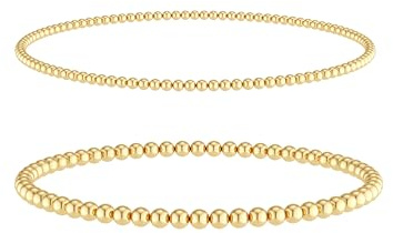 MBW Gold Beaded Bracelets for Women, 14K Gold Plated Bead Bracelet Stack Chian Link Bracelet Set Waterproof Jewlery Fashion Minimalist Dainty Jewelry Dupes for Women Trendy