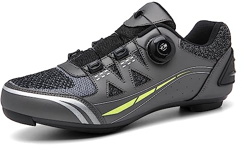 PENXZT Fahrradschuhe Herren Damen Rennrad Fahrrad Schuhe kompatibel with Look SPD SPD-SL Delta Lock Pedal Reitschuhe Cycling Shoes,Grau,45 EU