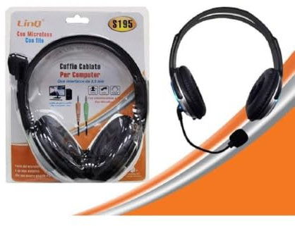 Trade Shop - Cuffie con Microfono Cablate Stereo per Pc Notebook Skype MSN 2 Jack 3.5mm S195 -