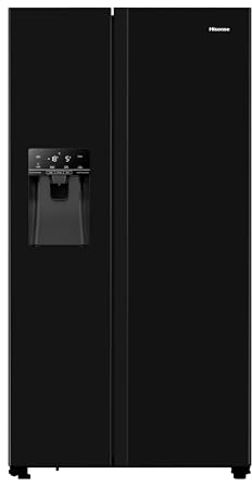 Hisense RS694N4TBE Freestanding American Side - by - side Door American Fridge Freezer 562L, Black, with Non-Plumbed Water and Ice Dispenser, Black, 91 × 178.65 × 68.9 cm (W×H×D)