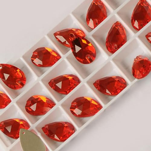 Strass da cucire a goccia Pietra di cristallo di vetro Cucito Ricamo Accessori per vestiti Pietre per la decorazione di abito da sposa fai da te-Giacinto-17x28mm 6 Pezzi