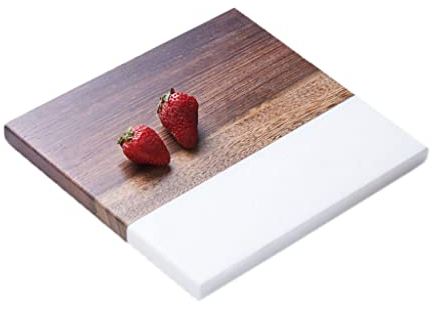 Tabla de cortar de primera calidad, tabla de cortar de madera maciza con mosaico de pizarra de mármol, tabla de cortar para el hogar, para cocina, embutidos de queso, cena, bandeja para servir,